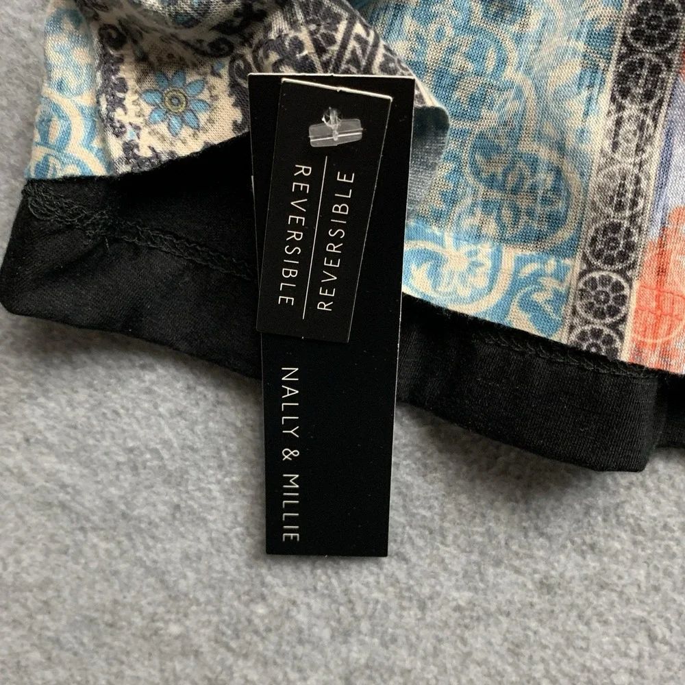 Nally & Millie Women XS Reversible Skirt Patchwork Print/Black Travel Minimal US